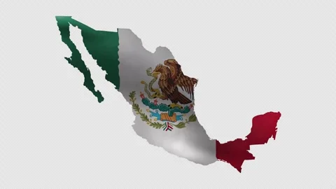 Mexico Territory Map Filled with Waving Flag Motion Graphic Transparent Stock Footage 339341021