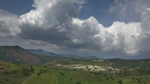Mexico timelapse over emerald crop fields and ranch plots - Mountain Foothills Stock Footage 339466140