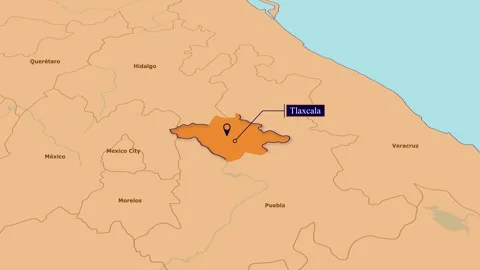 Mexico Tlaxcala Map Animation – State Highlight | 4K 스톡 동영상 348519393