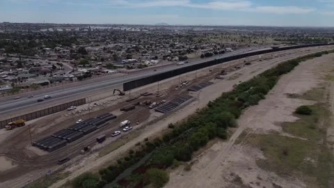 Mexico: US-Mexico border wall expansion continues to deter illegal crossi... Stock Footage 334891840