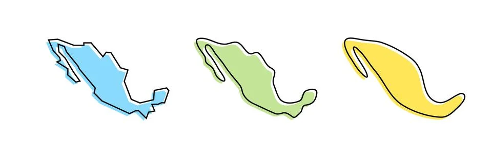 Mexico vector country map in three levels of smoothness Stock Illustration
