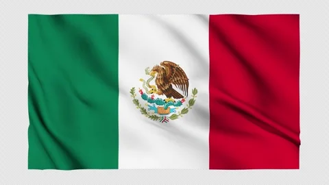 Mexico Waving Flag Alpha Channel Loop Stock Footage 336666012