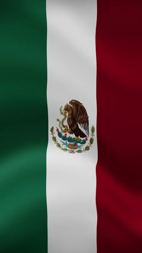 Mexico Waving Flag in Vertical Orientation – Realistic Loop Animation Stock Footage 294949965