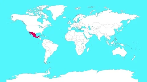 Mexico in world map animation.Silhouette map of Mexico 動画素材 309374504