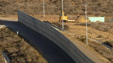 The Mexico/U.S. border new wall construction in November 2018, Tijuana Stock Footage 98950264