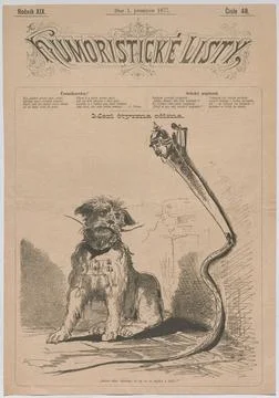 Mezi ctyrma ocima . Bismarck as a whip, dog (Andrassy); under four eyes (c... Stock Photos