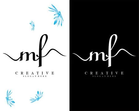 Mf, fm handwriting script font letter logo design template vector 스톡 일러스트
