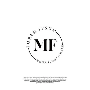 MF Initial handwriting logo design Stock Illustration