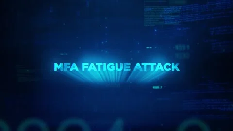 MFA Fatigue Attack Word on Hacker concept technology futuristic data Stock Footage 343590636