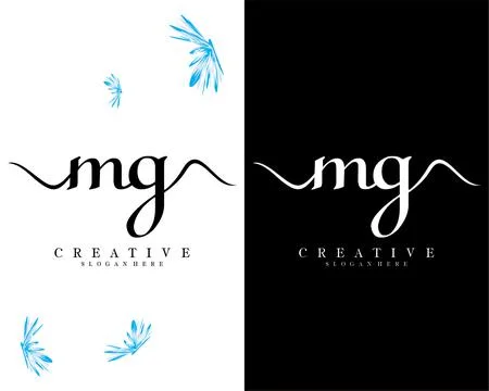 Mg, gm handwriting script font letter logo design template vector Illustrazione stock