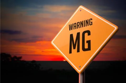 MG on Warning Road Sign. Stock Illustration