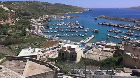 MGARR, MALTA - Panorama view on Mgarr port with ferry on Gozo Stock Footage 49325510