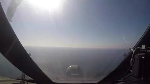 MH-60 Seahawk Fires AGM-114 Hellfire Missiles 004 Stock Footage 166445874