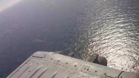MH-60 Seahawk Fires AGM-114 Hellfire Missiles 006 Video stock 166446087