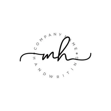 MH Initial handwriting logo design Stock Illustration