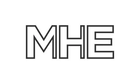 MHE logo design template with strong and modern bold text. Initial based ve.. 库存插图