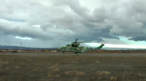 MI-26 the helicopter large, but is thus easy in management Stock Footage 12685149