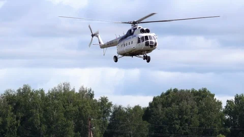 Mi-8 helicopter lands Stock Footage 99603234