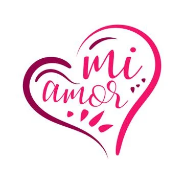 Mi Amor vector hand lettering My love in Spanish vector Stock Illustration