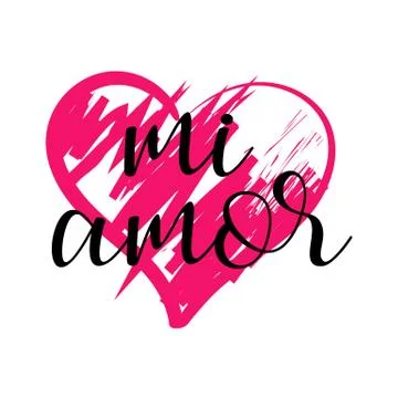Mi Amor vector hand lettering My love in Spanish vector digital calligraphy r Stock Illustration