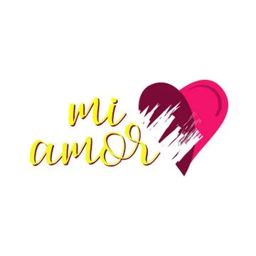 Mi Amor vector hand lettering My love in Spanish vector digital calligraphy r Stock Illustration