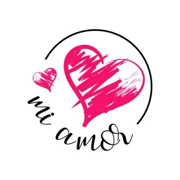 Mi Amor vector hand lettering My love in Spanish vector digital calligraphy r Stock Illustration