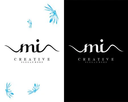 Mi, im handwriting script font letter logo design template vector Stock Illustration