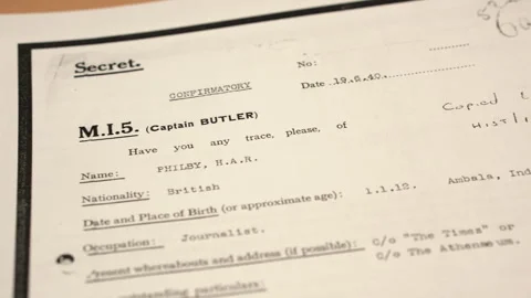 MI6 Declassified Documents, MI5 Memo About Location of Kim Philby, British Spy Stock Footage 326024632