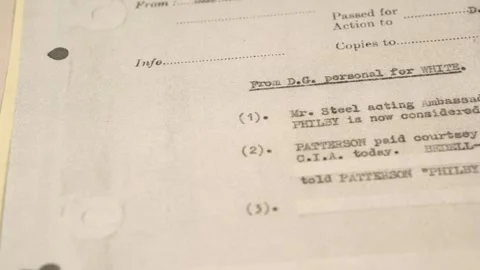 MI6 Declassified Documents, Telegram From CIA About Kim Philby Persona Non Stock Footage 326026053