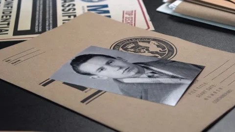 MI6 File Folder With Photo of Oleg Gordievsky, Former KGB Colonel and British Stock Footage 327319560