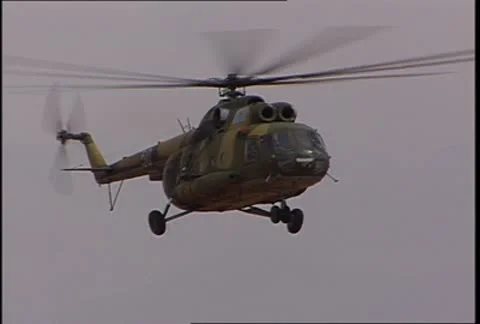 Mi8 Military helicopter In Flight 11 Stock Footage