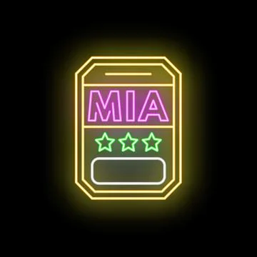Mia airport code neon sign glowing light Stock Illustration