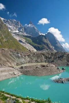 Miage lake - vertical composition Stock Photos