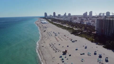 Miami Beach 4k drone shots over the ocean Stock Footage 167295963