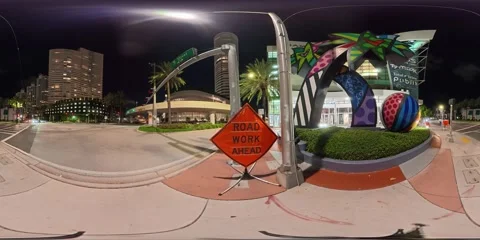 Miami Beach 5th Street shops 8k 360 VR video Stock Footage 319453384