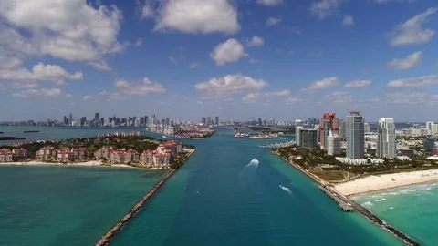 Miami Beach Aerial Hyper Lapse through government cut Stock-Footage 81244970