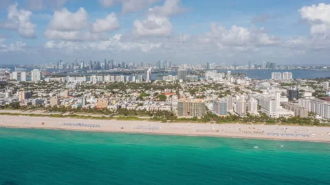 Miami beach Aerial hyperlapse at sunrise Stock Footage 209168547