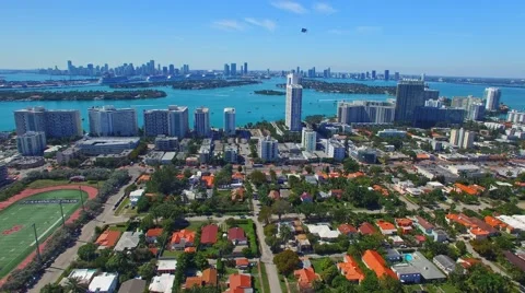 Miami Beach and Downtown Panorama Stock Footage