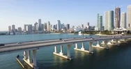 Miami Beach Bridge Aerial Stock Footage