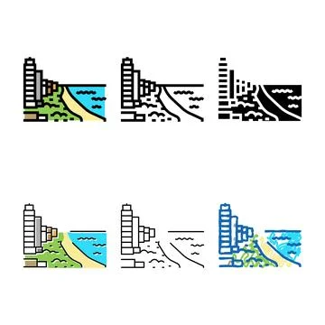 Miami beach color icon vector multipack Stock Illustration