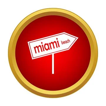 Miami beach direction sign indicator icon Illustrazione stock