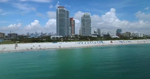 Miami Beach drone shot Stock Footage 127204812