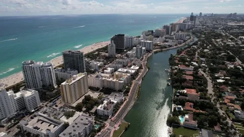  Miami Beach Drone Shot 库存影片 198079688