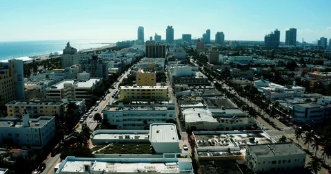 Miami Beach Drone Shot Looking South, Left to Right Stock Footage 104620295