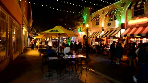 MIAMI BEACH – FEBRUARY 2016: Tourists in Espanola Way. This is a street full of Stock Footage