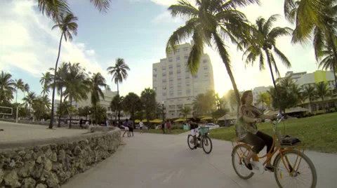 Miami Beach Florida Boardwalk Bike Ride Stock Video Pond5