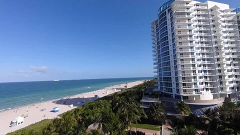 Miami Beach Hotel, beach, ocean view Stock Footage 79976554
