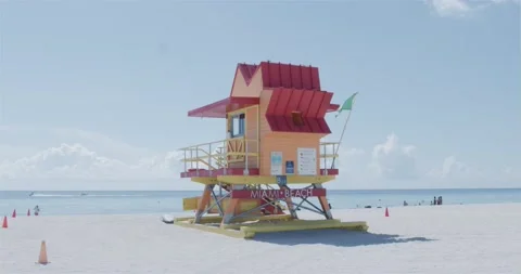Miami Beach lifeguard tower Stock Footage 204874617