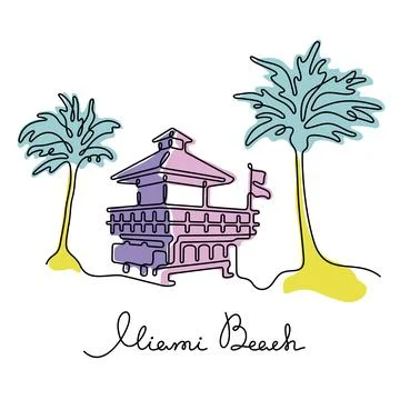 Miami Beach lifeguard tower vector illustration Stock Illustration