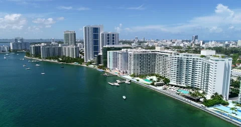 Miami Beach Luxury Towers On Biscayne Ba... | Stock Video | Pond5